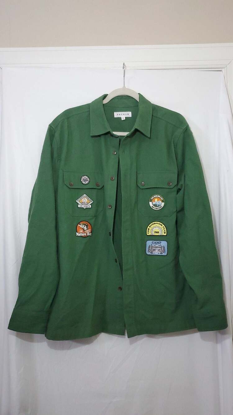 PacSun Forest Green Camp Patch Overshirt Jacket